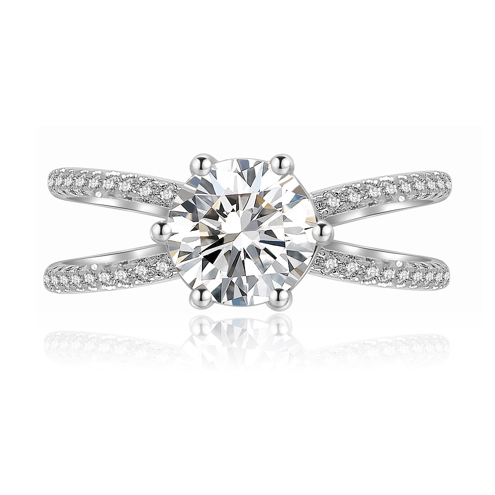 Princess Cut Wide Split Shank Ring